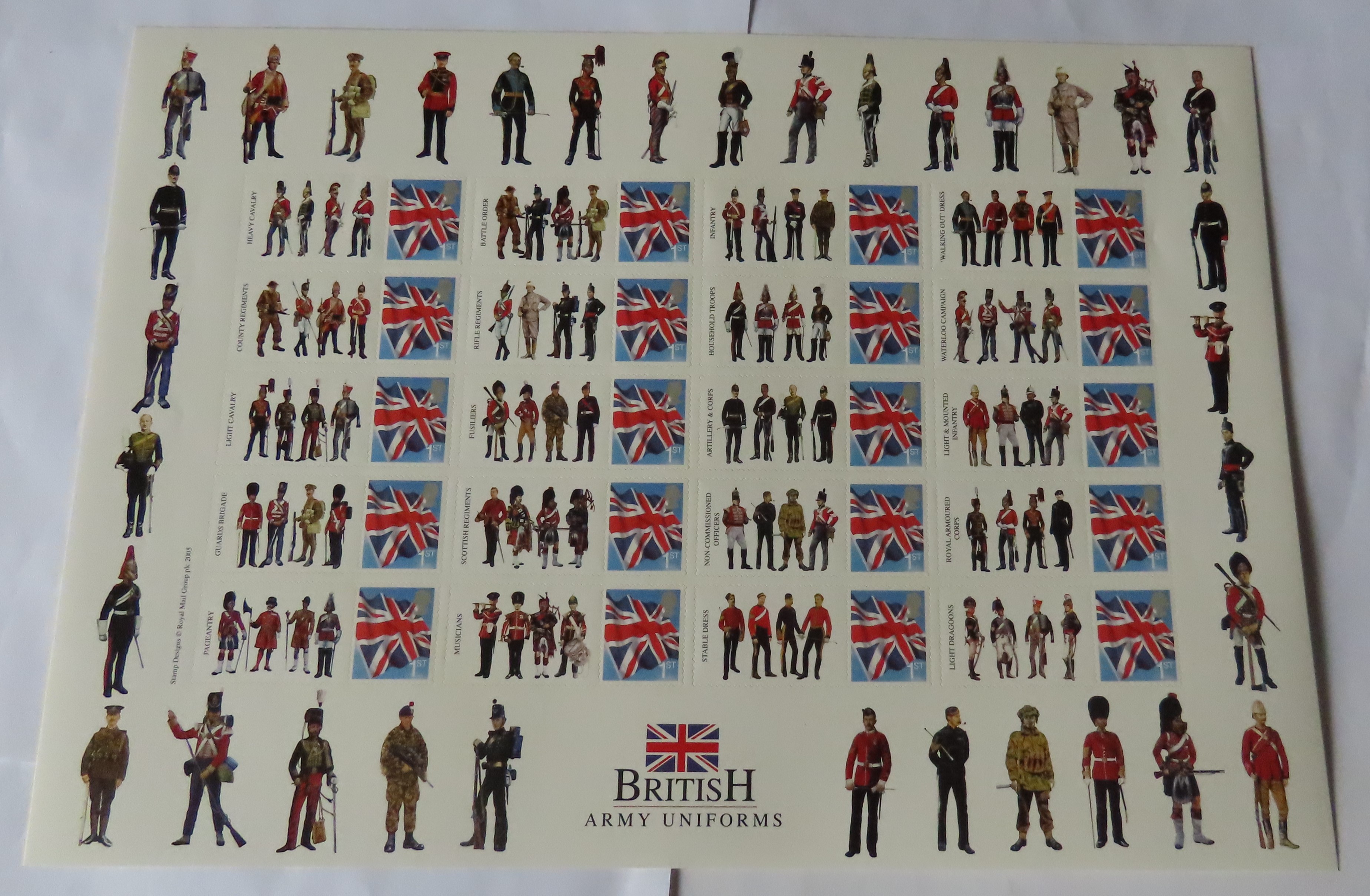 Great Britain 2007 British Army Uniforms, Royal Mail Smilers Sheet, 20 x Union Jack First Class