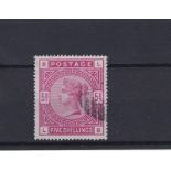 Great Britain 1883 5/- Rose SG180, lightly used, clear profile