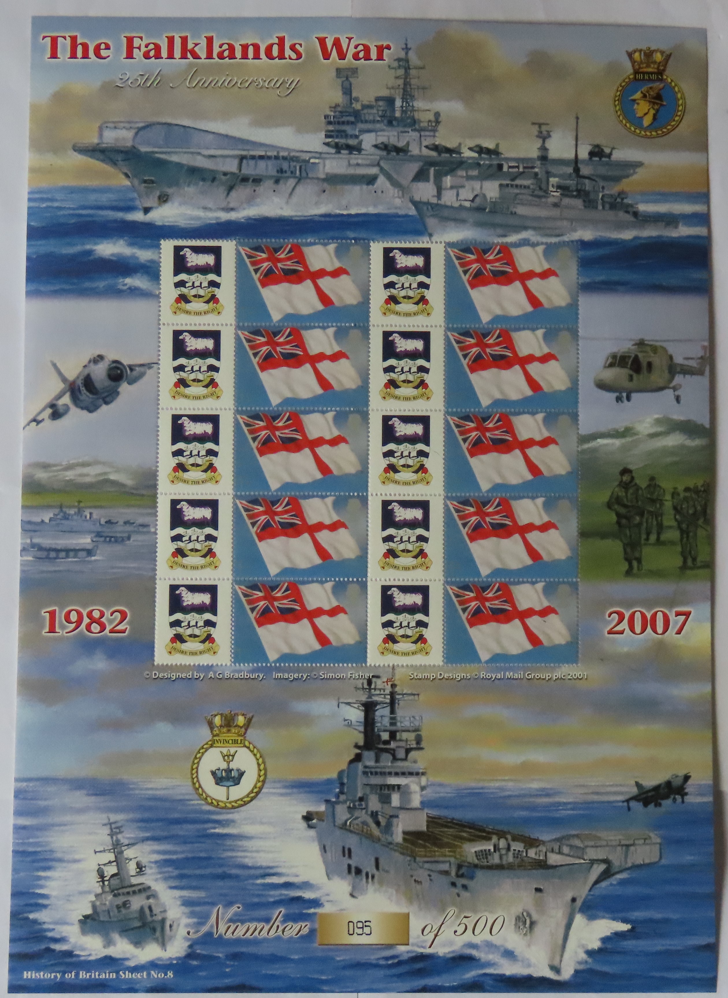 Great Britain 2007 The Falklands War 25th Ann Bradbury / Royal Mail 'History of Britain' Sheet No 8.