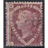 Great Britain 1870 definitive SG52 m/ m 1 1/2 d Lake red few faults Plate 3, Cat £500