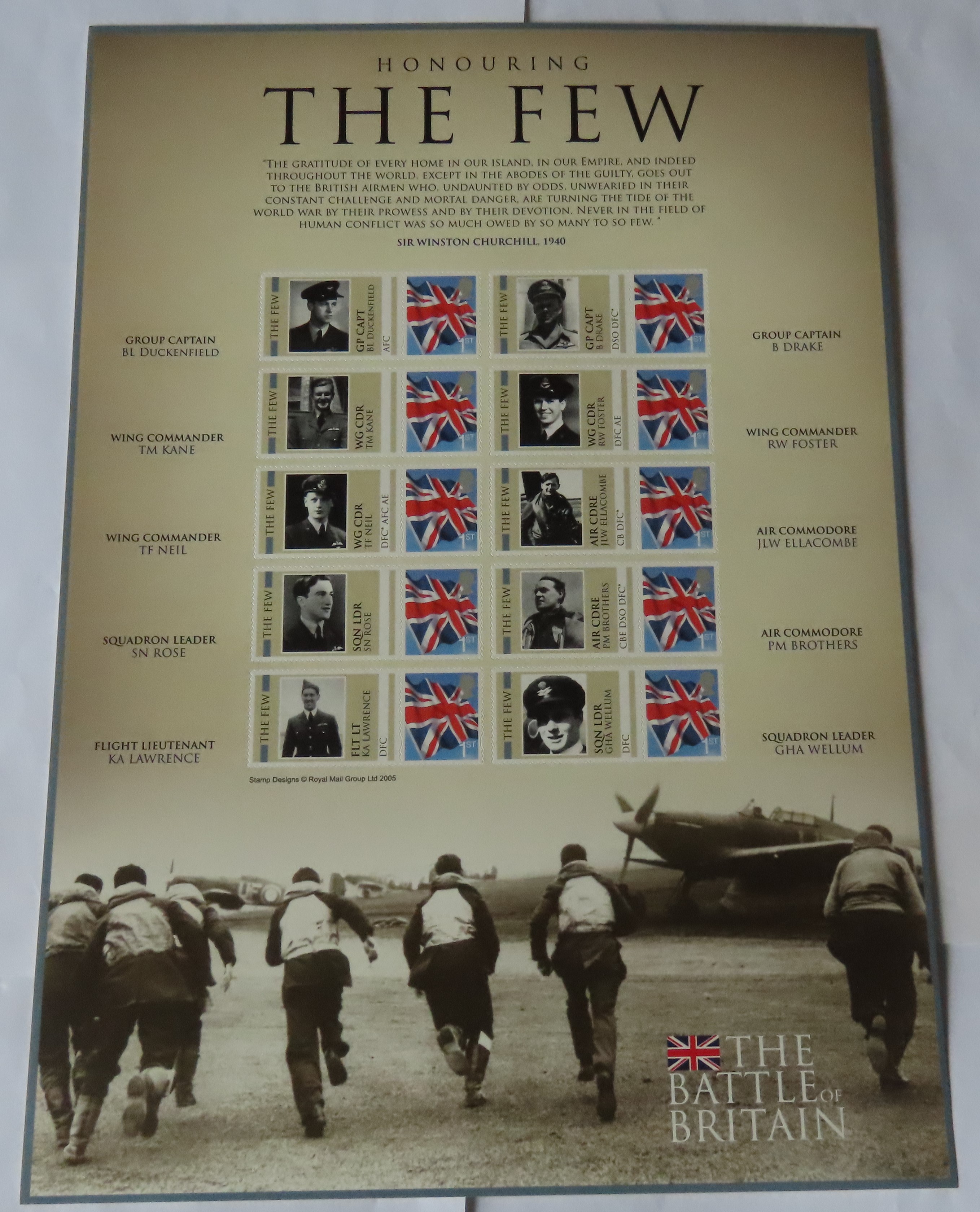 Great Britain 2008 The Few / Battle of Britain, Royal Mail Smilers Sheet, 10 x Union Jack GCS