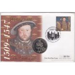 Great Britain (Stamp and Coin Cover) 1977 Henry VIII with Falkland £2 Coin