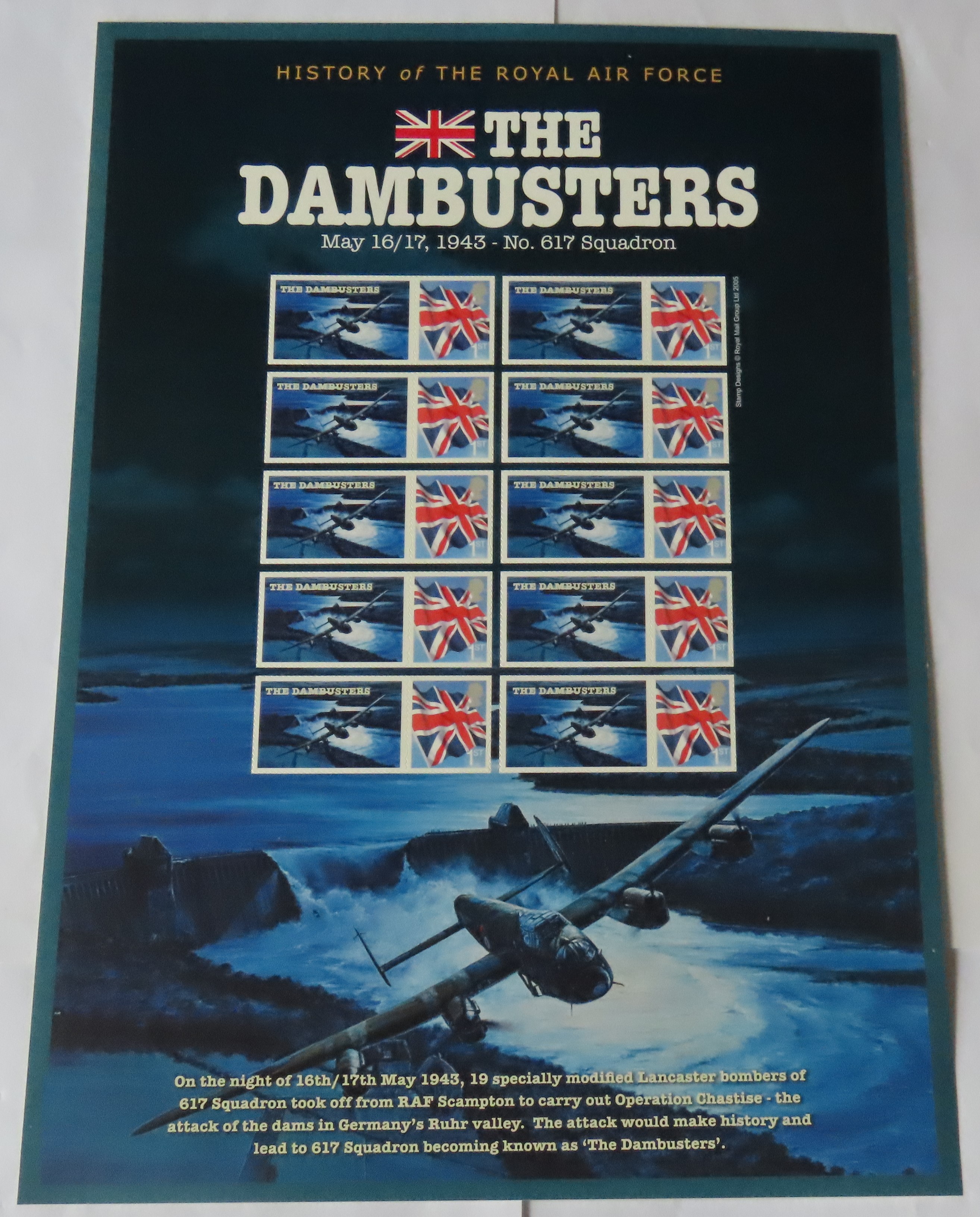 Great Britain 2008 History of the RAF / The Dam busters Royal Mail Smilers Sheet, / The Lancaster