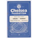 Chelsea v Burley 1954 August 23rd Div. 1 score in pen rust staples missing pages loose