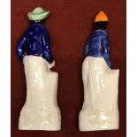 Cricket Fairings, a Pair of Cricket Players, Porcelain of a lady batswoman and gentleman bowler.