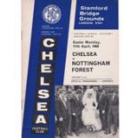 Chelsea v Nottingham Forest 1966 April 11th League vertical crease score and team change in pen