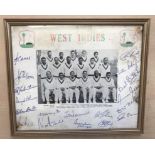 West Indies Team photograph, Butcher, Sobers, Worrell, Nurse, Gibbs, Hall, Kanhai etc signatures