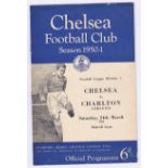 Chelsea v Charlton athletic 1951 March 24th Div. 1 team change in pen rusty staples