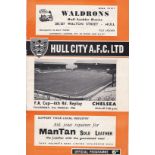 Hull City v Chelsea 1966 March 31st FA Cup Sixth Round Replay horizontal crease