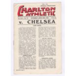 Charlton Athletic v Chelsea 1952 26th April League Division 1 team change in pen rusty staple