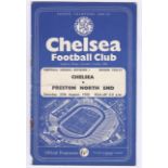 Chelsea v Preston North End 1956 August 25th Div. 1 team change in pencil rusty staples bottom