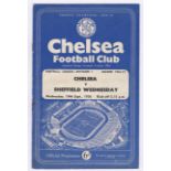 Chelsea v Sheffield Wednesday 1956 September 19th Div. 1 vertical crease rusty staples