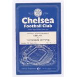 Chelsea v Tottenham Hotspur 1954 27th March League Division 1 vertical crease team change in pen