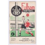 Fulham v Chelsea 1952 5th January Football league Division 1 rusty staples horizontal crease some