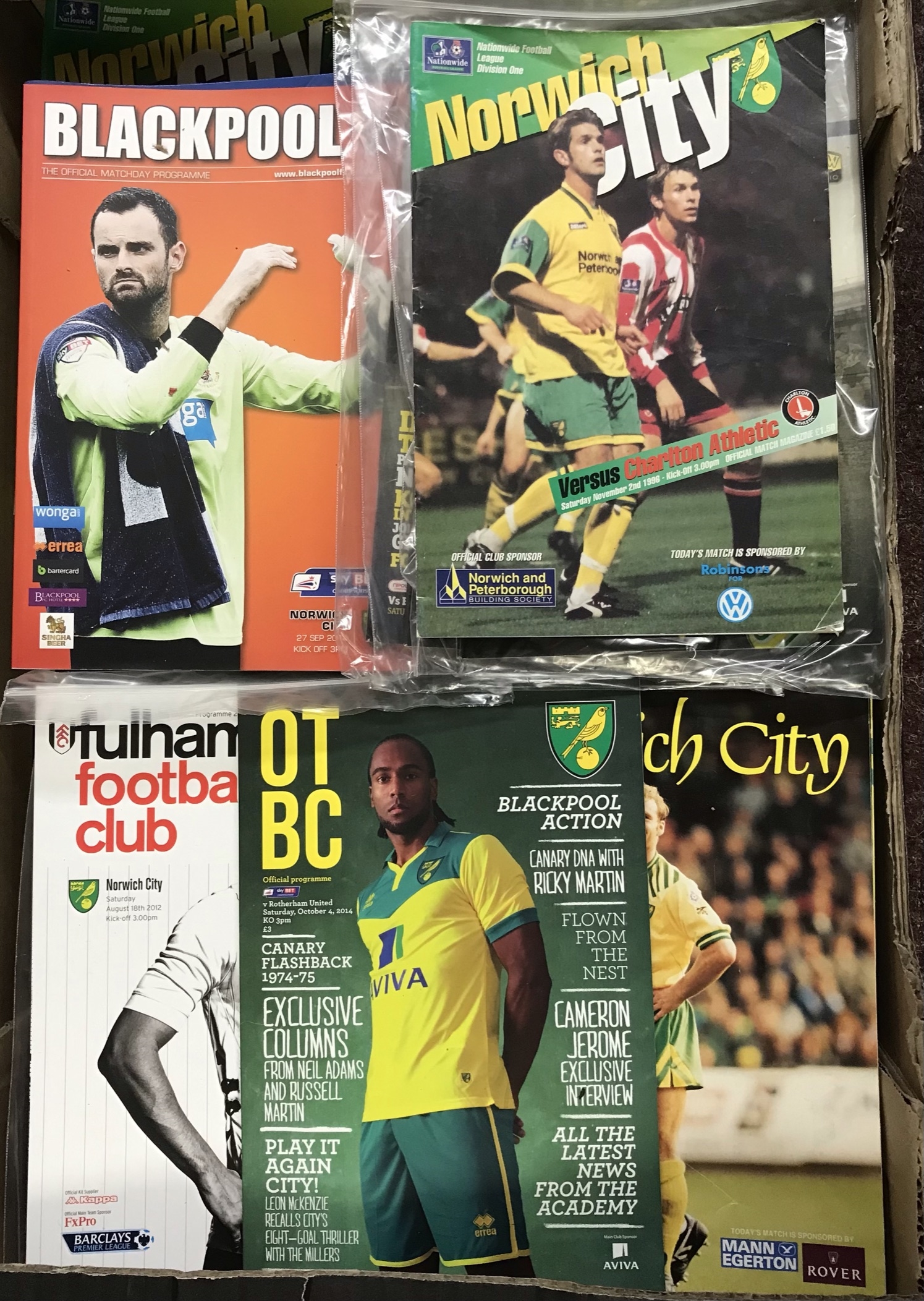 Norwich City Official Programmes. Home and Away 1992-2016. Qty. Buyer collects this lot