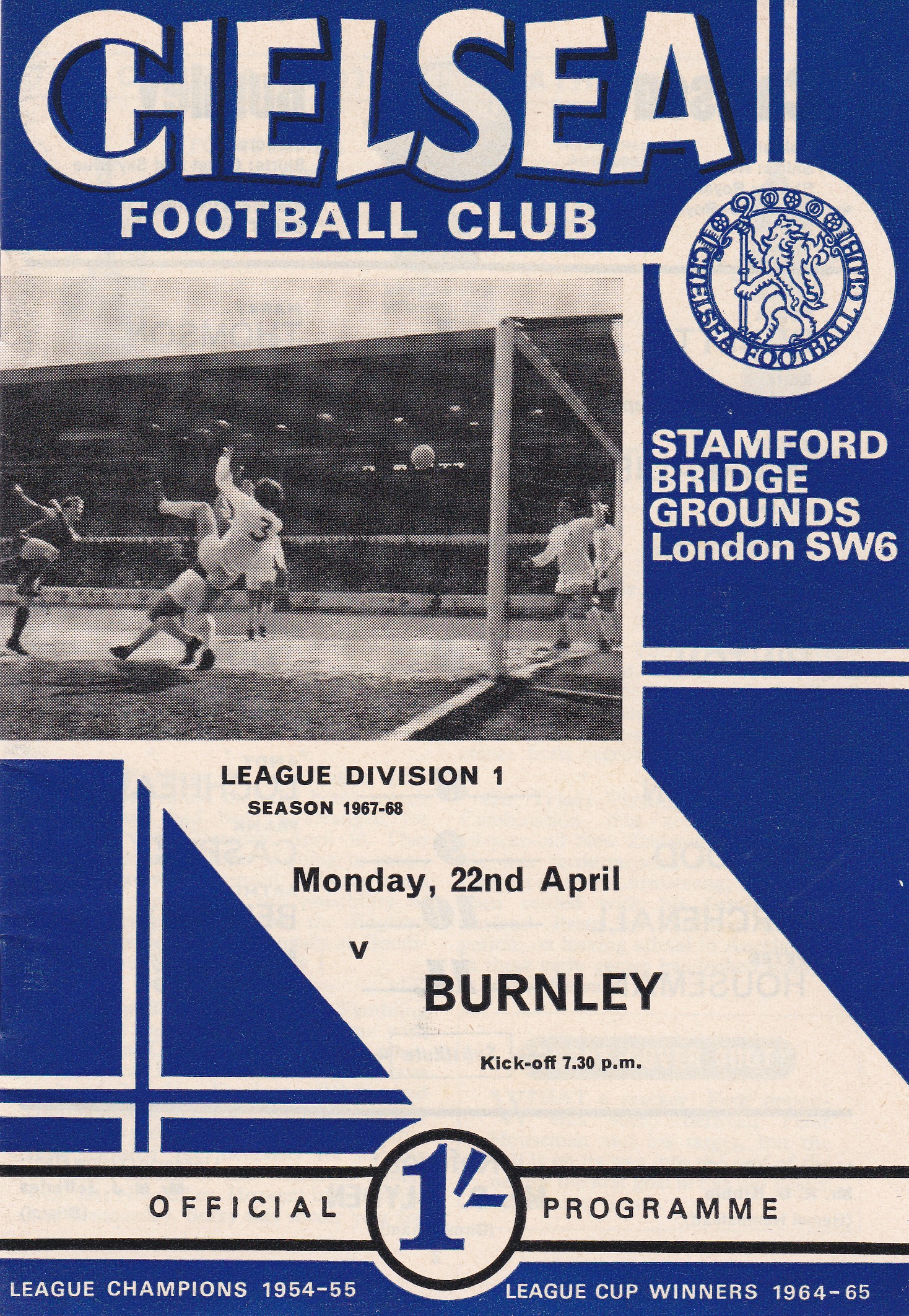 Chelsea v Burnley 1968 April 22nd League