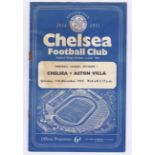 Chelsea v Aston Villa 1954 December 11th Div. 1 team change in pen very rusty staples very stained