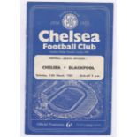 Chelsea v Blackpool 1955 March 12th Div. 1 vertical crease rusty staples