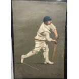 Lancashire 1905 coloured print of Mr A E Maclaren. A very fine colour print, batting, by Chevalier