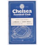 Chelsea v Aston Villa 1953 19th September League Division 1 horizontal & vertical crease score in