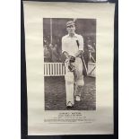 Len Hutton Aerographic Print published by "News Chronicle" Highest Score in Test Cricket 1938 on his