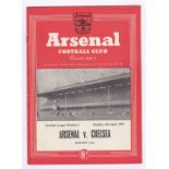 Arsenal v Chelsea 1953 6th April League Division 1 vertical crease score team changes in pen &