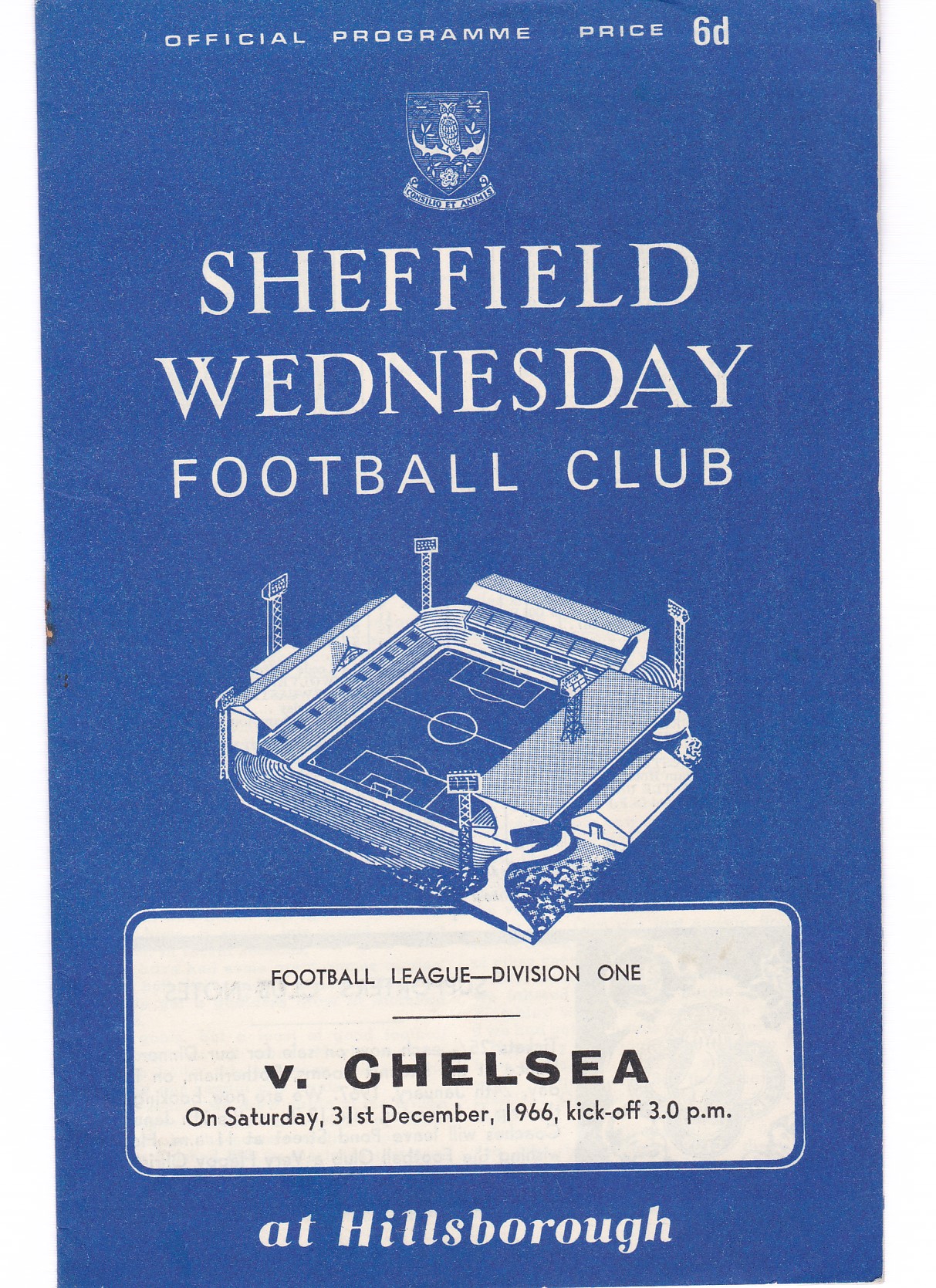 Sheffield Wednesday v Chelsea 1966 December 31st League rusty staple