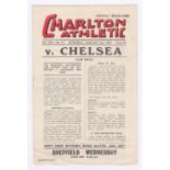 Charlton Athletic v Chelsea 1954 2nd January League Division 1 rusty staple