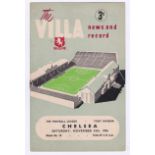 The Villa News & Record Chelsea v Aston Villa 1956 November 24th Div. 1 rusty staple