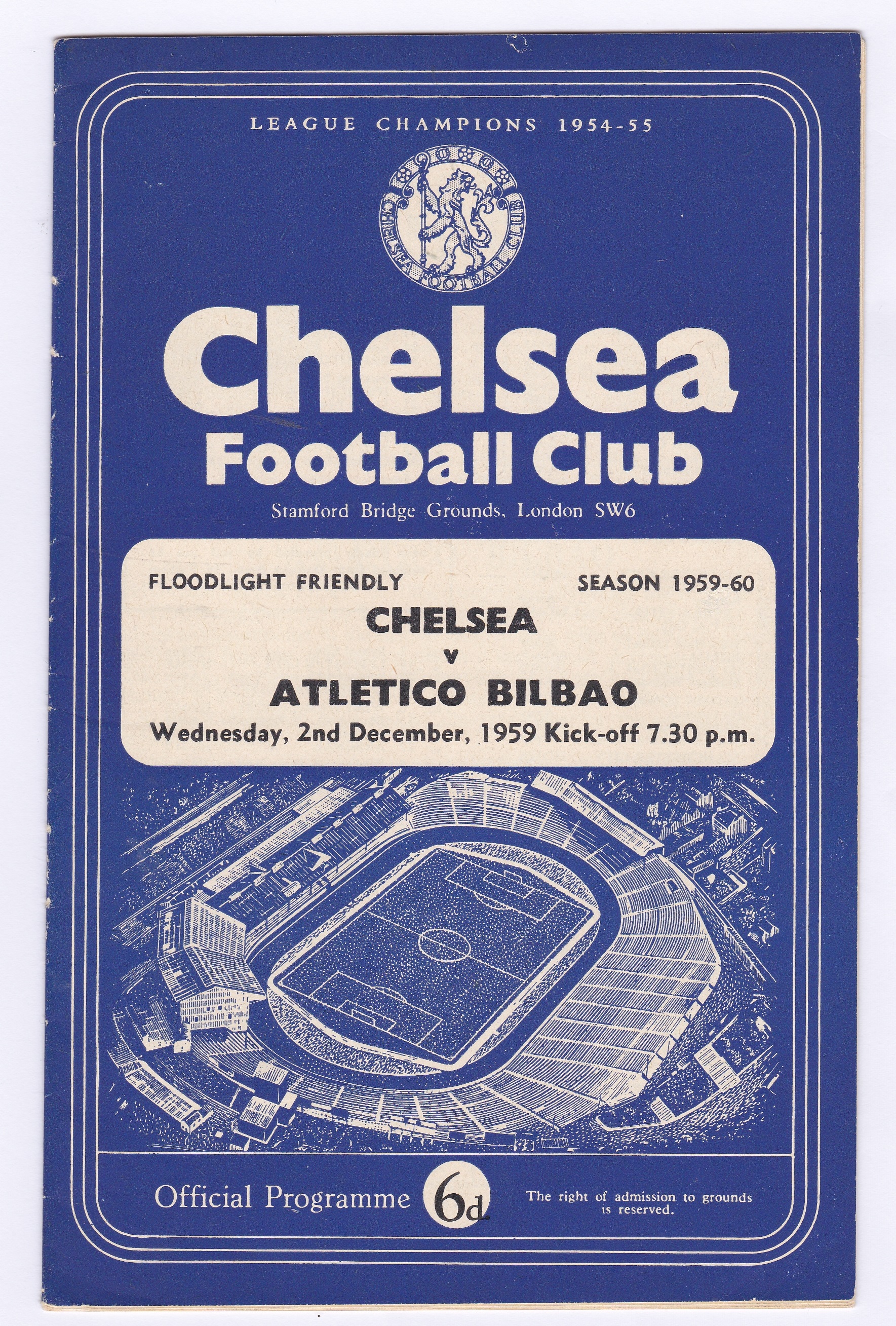 Chelsea v Atletico Bilbao 1959 December 2nd Floodlight Friendly