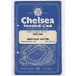 Chelsea v Sheffield United 1955 April 8th Div. 1 rusty staples hole punched left