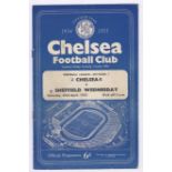 Chelsea v Sheffield Wednesday 1955 April 23rd Div. 1 ink score on front cover