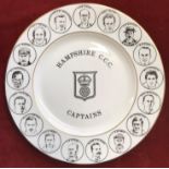 Hampshire CCC Captains Royal Doulton Goss bone China plate - contains imaged surrounding the