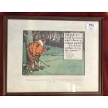 Golfing Print - Chas Crombie cartoonist - Rules of Golf, 1 colour comic print, framed and glazed.