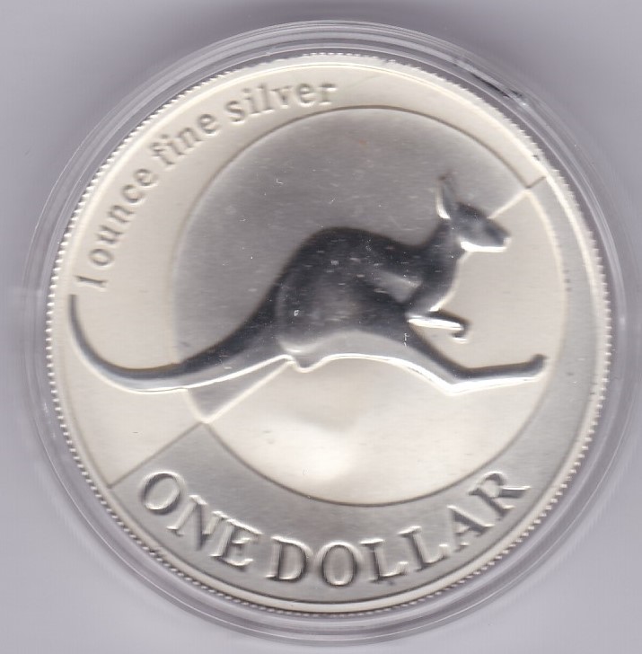 Australia 2004 Silver dollar kangaroo running left to right