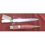 Indian 1950-1970's Souvenir dagger, an attractive piece with an ornate bone look plastic handle in