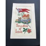 British WWI Military Silk Postcard 'Souvenir of Loos, maker J.S. Paris. A scarce WWI Silk