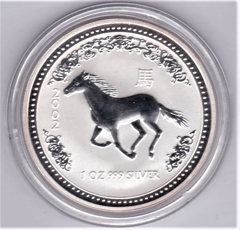 Australia 2002 Silver dollar year of the horse, KM 580