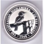 Australia 1995 silver proof dollar kookaburra on a fence