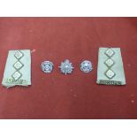 British WWII Border Regt Private Purchase Cap Badge (White-metal, enamel) and Collar Badge pair (