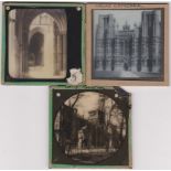 Glass Magic Lantern Slides (3) - Views of Wells Cathedral produced in 1890, three black and white