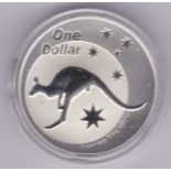 Australia 2005 Silver dollar kangaroo leaping