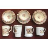 4 x Antique mugs including a Silver Jubilee King George V & Queen Mary and Coronation mugs (a/f),