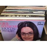 Box of 100 approx. Vinyl LP records. Various artists, predominantly Easy Listening/male and female