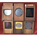 Glass Magic Lantern Slides mounted in wooden frames (6) including War in the Sudan battle scene, two