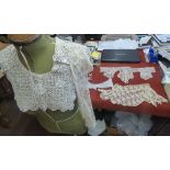 Victorian/Edwardian Cotton White and Beige Lace Ladies Frill Collars (5), all in excellent