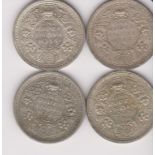 India rupees, 1944 (2), 1945 (2),VF or better