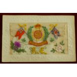 WWI silk postcard, Royal Engineers, best wishes card inside, tape removed from the back