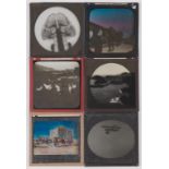 Glass Magic Lantern Plates (12) - Many different plates showing views of houses, scenes from