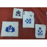 British WWII and EIIR Naval Patches, white material with blue stitch Petty Officers cloth patches,